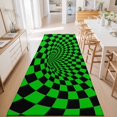 thumbnail image 3 of 2'x6' Rug Runners for Hallways Kitchen, Green Black Checkered Non Slip Entryway Beside Floor Carpet Runner, Modern Abstract Art Washable Laundry Room Bedroom Throw Rugs Mat for Family Pet, 3 of 8