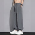 thumbnail image 5 of QSXADF Men's Casual Jogger Pants Loose Drawstring Pants Tapered Ankle Length Joggers Ice Silk Drawstring Elastic Waist Summer Light Mens Casual Trousers, 5 of 6