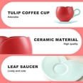 thumbnail image 3 of Taza Creativa de Cerámica en Forma de Tulipán con Posavasos y Cuchara, Ideal para Café - Rojo, 3 of 4