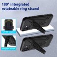thumbnail image 4 of For iPhone 12 Case with Belt Clip Holster, Heavy Duty Military Grade Drop Protective, with Rotating Kickstand Shockproof TPU Shell Durable Rugged Cover For iPhone 12, Black, 4 of 5