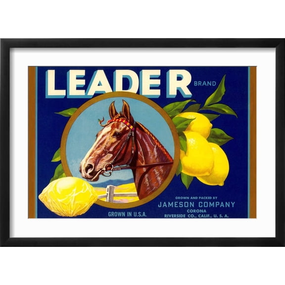 Art.com Leader Lemon Label Art Print, Black Frame Wall Art, 23" x 17"