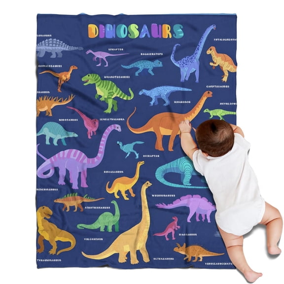 Colorful Dinosaurs Names Chart Pattern Blanket,Comfortable Soft Lamb Wool Throw Blanket,All Season,Warm Lightweight Blankets for Sofa Bed Couch Living Room Chair,30"x40"