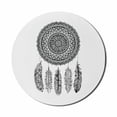 thumbnail image 1 of Feather Mouse Pad for Computers, Dream Catcher with Blooming Foliage Leaves with Hanging Quills Print, Round Non-Slip Thick Rubber Modern Mousepad, 8" Round, White and Charcoal Grey, by Ambesonne, 1 of 2