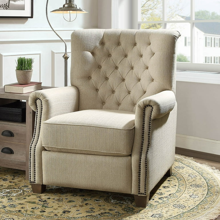 Better Homes Gardens Tufted Push Back Recliner Beige Fabric