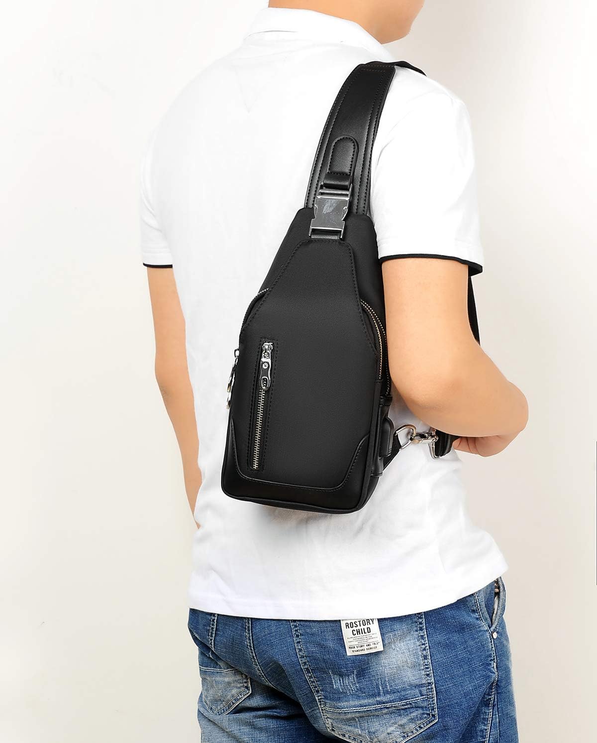 FSD.WG Men's Multi-Functional Sling Bag - Waterproof Durable Crossbody Bag for Travel & Commute