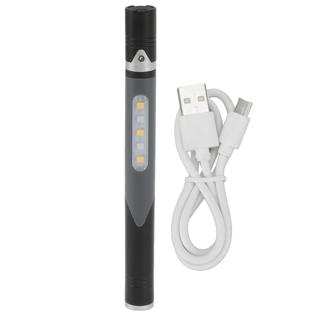 Pen Flashlight, USB Charge LED Pen Flashlight 3 Light Sources Portable For Repair Black,Red
