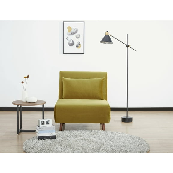 A&D Home Tustin Convertible Futon Chair, Velvet Antique Gold