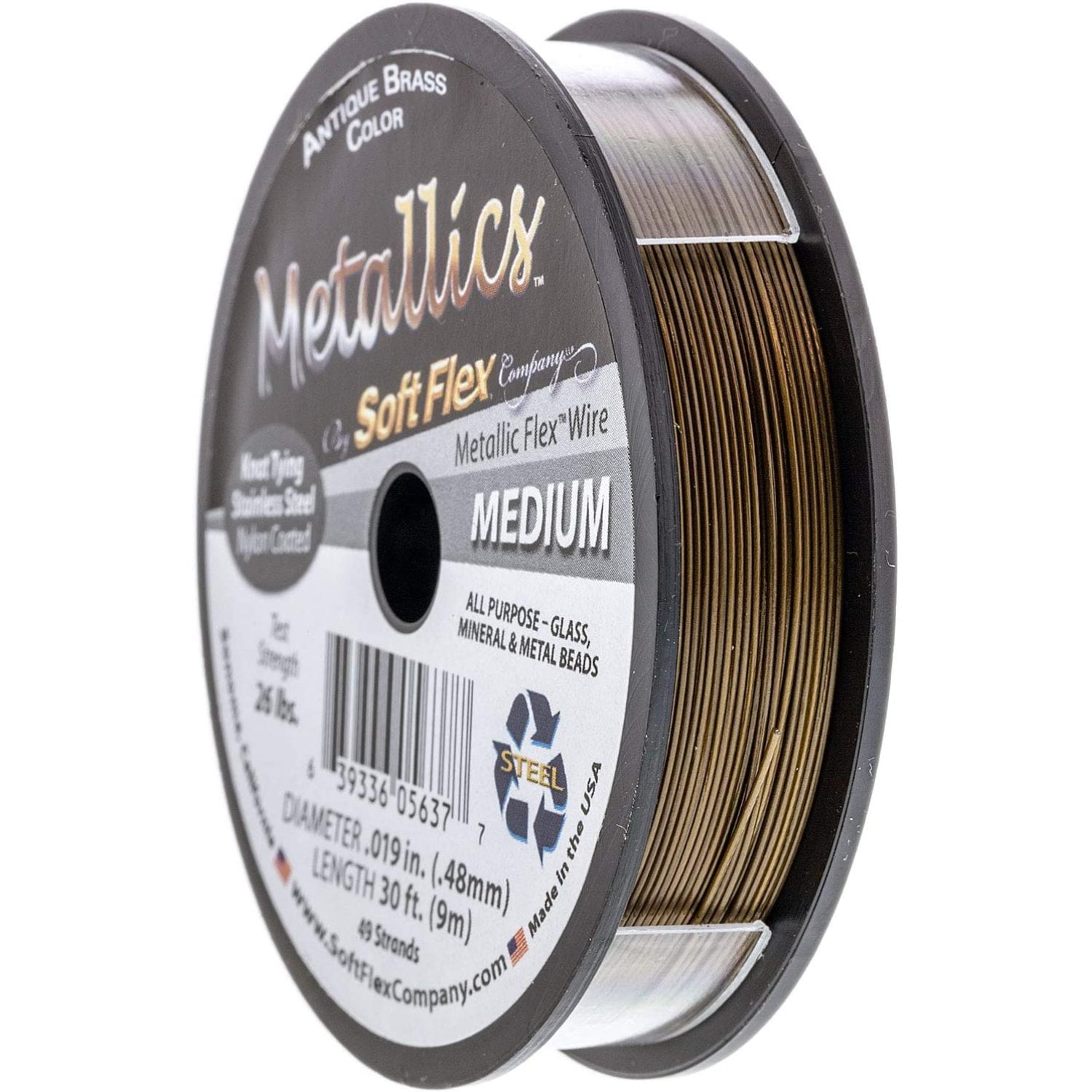 Soft Flex Beading Wire, Metallic Antique Brass.019 Inch, 30 Feet BDC419.60, Ideal for beading