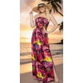 thumbnail image 5 of HAPPY BAY Women's Summer A-Line Slit Maxi Beach Dress Boho Smocked Top Evening Long Strapless Tube Dresses for Women One Size Flamingo, Palm Tree View, 5 of 5