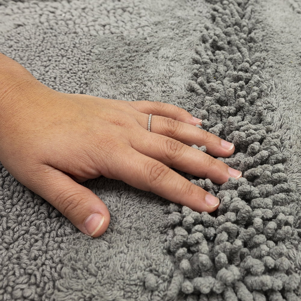 Mohawk Home Plush Cotton Fade/Stain Resistant Non-slip Machine Washable Bath Mat, Cool Grey, 2' 3" x 3' 9"