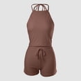 thumbnail image 5 of Womens Two Piece Outfits Eyelets Shorts Set Sleeveless Crewneck Crop Tank Top Going Out Matching Sets, 5 of 6