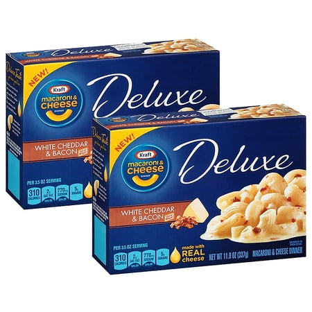 (2 Pack) Kraft Deluxe White Cheddar & Bacon Macaroni & Cheese Dinner, 11.9 oz (Best Mozzarella Cheese Brand)