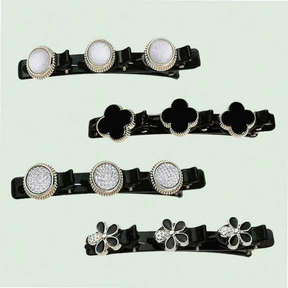 Sparkling Crystal Stone Hair Barrettes for Women, 4Pcs Braided Hair Clips, Stylish Accessories for Thick Thin Hair, Sectioning Clips for Girls