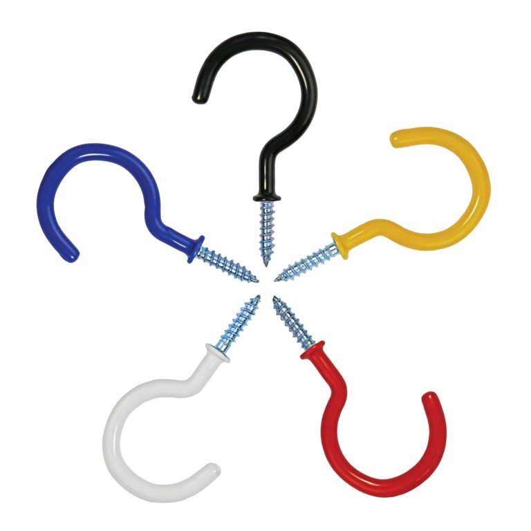 Vinyl Coated Screw-in Ceiling Hooks Cup Hooks 2.9 Inches Screw Hooks 30  Pack (5 Colors)