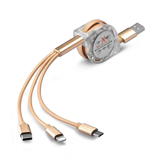 YSTINNG Multi USB Charger Cable Retractable 3 in 1 Multiple Charging Cord Adapter USB Charging Cable B311-2349