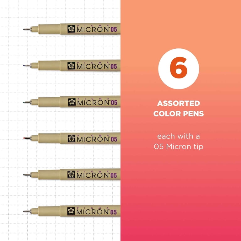 Sakura Pigma Micron Fineliner Pens, 0.45 mm, 6-Pack photo 2
