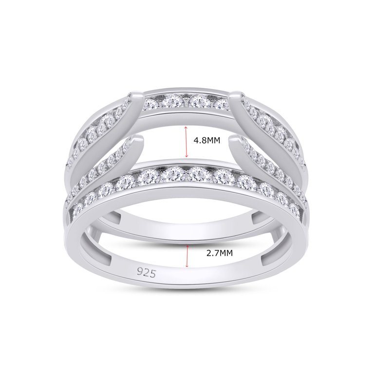 1 CT Round Cut Lab Created Moissanite Diamond Combination Cathedral and  Classic Enhancer Ring Guard In 14K White Gold Over Sterling Silver For