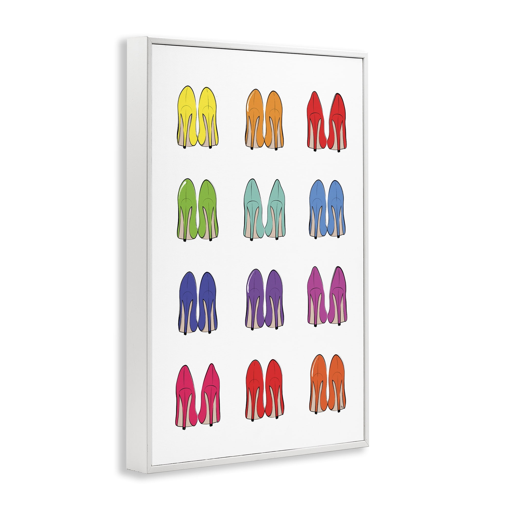 Stupell Industries Rainbow High Heels Beauty & Fashion Painting White Framed Art Print Wall Art, 20 x 30