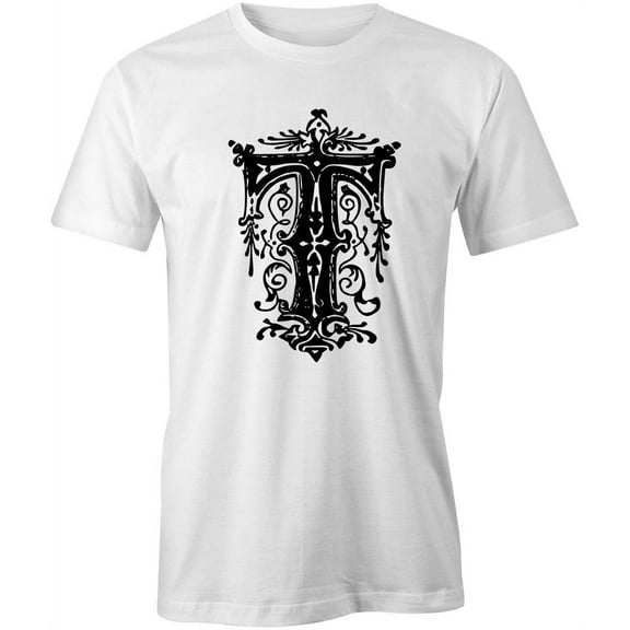 Letter T T-Shirt | Decorative Alphabet White Tee Gift