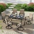 thumbnail image 2 of Techmilly Patio Swivel Chairs Set of 6, Outdoor Dining Chairs High Back, Padded All Weather Breathable Textilene Outside Furniture Chair , Grey White, 2 of 11