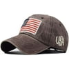 4th of July American Adjustable Embroidered USA Flag Baseball Caps Size: One Size Color: Coffee