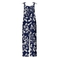 thumbnail image 5 of Inverlee Linen Overalls for Women Navy Botanical Print Jumpsuits Casual Loose Adjustable Straps Sleeveless Rompers with Pocket Multicolor XXL, 5 of 5