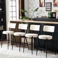 thumbnail image 3 of 4 Modern Kitchen Bar Stools - Beige Fabric, Metal Base Dining Room Ready Counter Island Stylish, 3 of 5