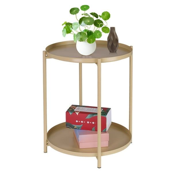 Bseka 2 Layer Round Side Table Metal End Table Nightstand Small Tables For Living Room Accent Tables Side Desk For Small Spaces Walmart Com Walmart Com