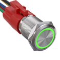 thumbnail image 1 of Apiele 16Mm Latching Push Button Switch 12Vdc On Off Stainless Steel With Led Angel Eye Head For 063 Mounting Hole With Wire Socket Plug Self-Locking(Green), 1 of 4