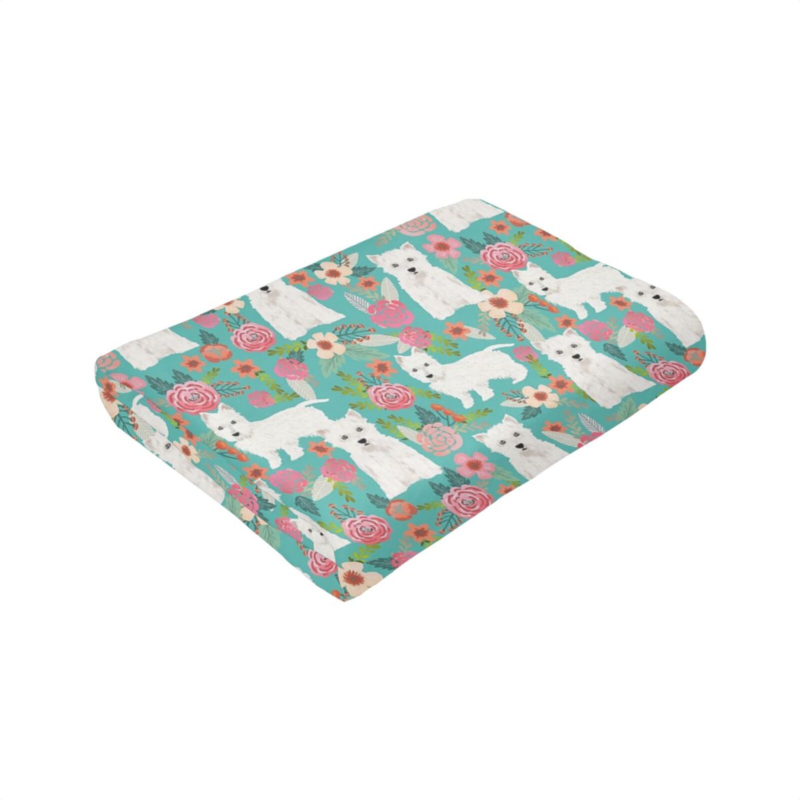 Wijzvio Westie Dog Flower Florals Throw Blanket Soft Fuzzy Fleece Blanket For Couch Bed Living Room Decoration 60"X50"