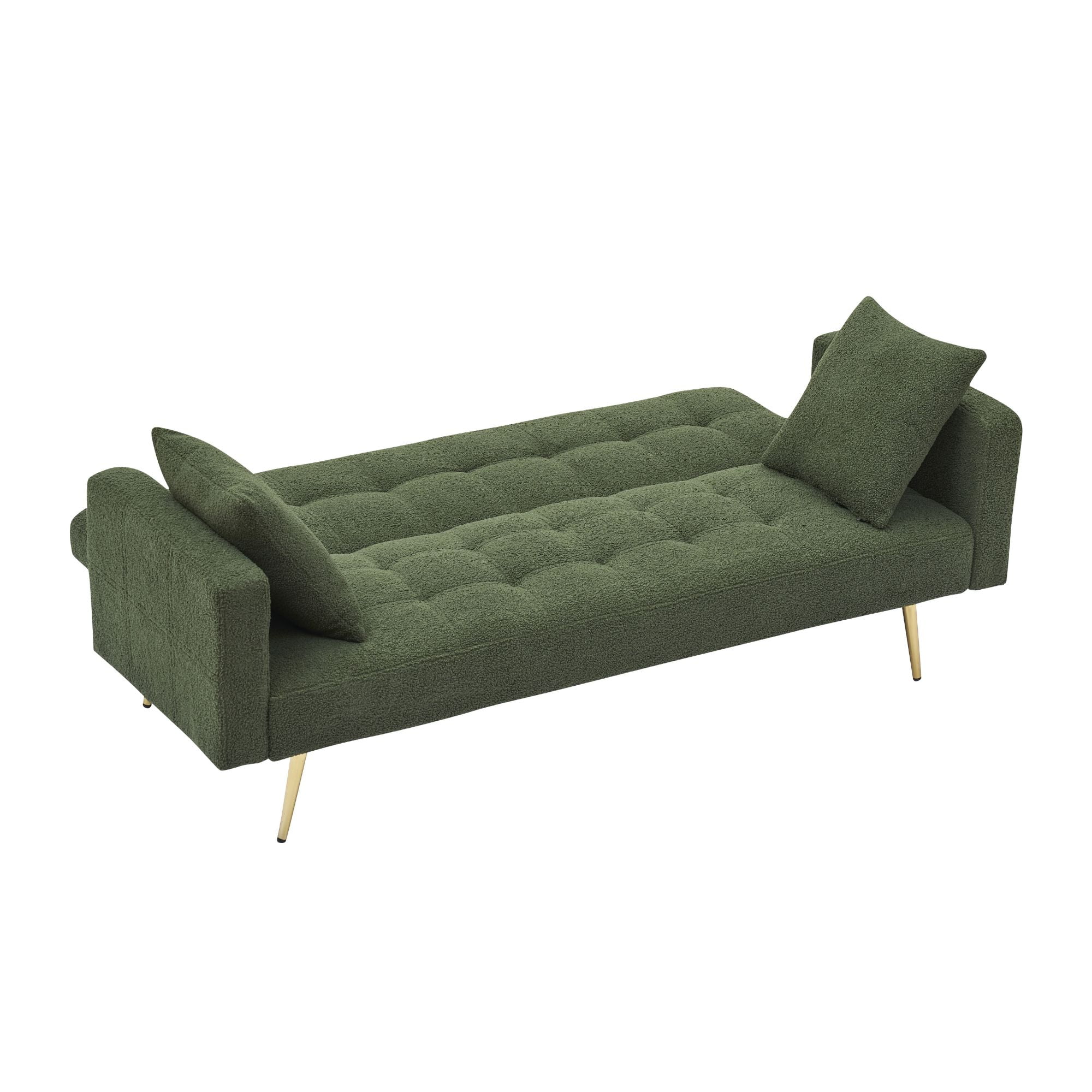 MAYEERTY Multi-Functional Sofa Bed, Convertible Loveseat Sofa with Removable Coffee Table Armrests, Durable Frame, Green