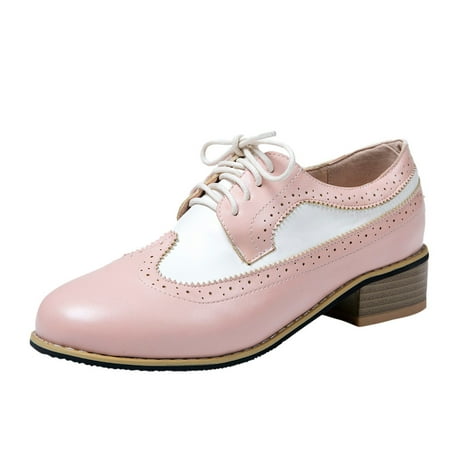 

Babysbule Boots for Women Clearance Women s Vintage British Style Single Shoes Carved Thick Heel Small Shoes