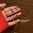 thumbnail image 6 of Snowflake Santa Claus Threader Tassel Earrings for Women Sterling Silver Pins Red Crystal Stock Christmas Hat Dangle Drop Christmas Tree Earring Studs Christmas Party Jewelry, 6 of 6