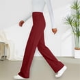 thumbnail image 6 of Womens Casual Work Dress Pants Wide Leg Yoga Pants Lounge Slacks Trousers High Waist Comfy Loose Trousers with Pockets Wine, 6 of 8