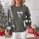 thumbnail image 2 of RKSTN Christmas Sweaters for Women Oversized Crewneck Cute Bow Knit Pullover Sweater Top Womens Casual Solid Embroidered Round Neck Loose Fits Comfy Sweet Style Sweater Fall Spring Outfits, 2 of 9