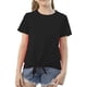 thumbnail image 5 of Gibobby Camisa&nbsp;Vaquera Camisetas con en la parte delantera para niñas pequeñas, camiseta de manga corta sólida con cuello redondo, blusa informal holgada de para verano（Negro， 8-9 Años), 5 of 5