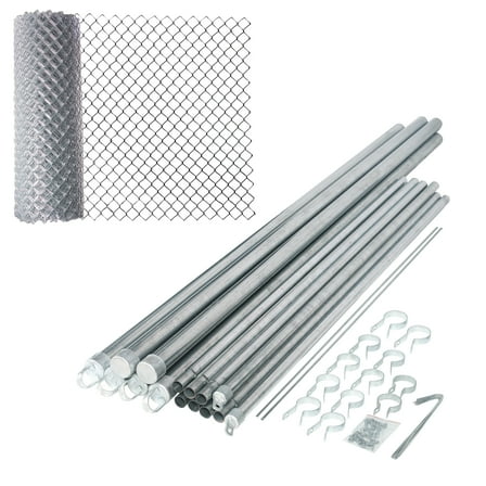 ALEKO Galvanized Steel 5 X 50 feet Complete Kit Chain Link Fence 11.5 AWG