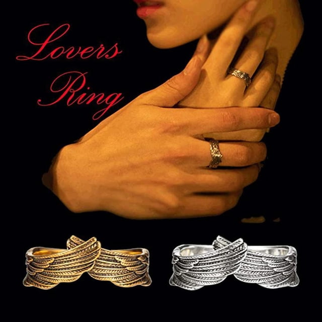 Anillo de ángel Anillo de ala de ángel retro Anillo de declaración ajustable Regalo del día de San Valentín para parejas amantes