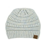 Trendy Warm Chunky Soft Stretch Cable Knit Beanie Skully, Snuggly Soft Pastel Blue Mix