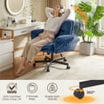 thumbnail image 5 of Bestier Criss Cross Office Chair, Plush Velvet Vanity Chair with Adjustable Armrests, Side Pockets, Comfy Swivel Ergonomic Desk Chair for Home Office Bedroom Makeup, Ocean Blue, 5 of 11