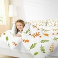 thumbnail image 4 of Manfei Orange Green Leaf Full Size Comforter Sets, Fall Autumn Plant Bedding Comforter Set, Teens Kids Child Reversible Bedding Sets, Lightweight Room Decor, 3-Piece, 4 of 8
