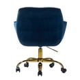 thumbnail image 5 of Swivel Office Chair, Task Chair With Tufted Back and Golden Base, Modern Upholstered Accent Chair Computer Desk Chair for Living Room Bedroom Office, Navy, 5 of 9