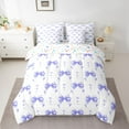 thumbnail image 2 of Feelyou Dreamy Purple Bowknot Bedding Comforter Set 7 Pieces, Kawaii Princess Style Full Bedding Set, Girly Fashion Bow Reversible Fitted Sheet Flat Sheet, Luxury Bedroom Decor, 2 of 7
