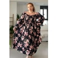 thumbnail image 4 of CASSIE LIZ Plus Size Dresses Womens 4X Long Sleeve Boho Square Neck Bubble Sleeve Pink Flowing Maxi Dresses Holiday Wedding Date Guest 4XL 24W 26W, 4 of 7