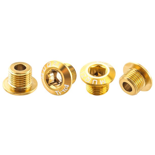Eigraketly Tornillo de aleación para bicicletas de 4 piezas, tornillos universales para fijación de bicicletas, tornillos de rueda de cadena, piezas de Ciclismo 6.5 mm oro Eigraketly OD025072-23
