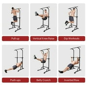 PROHIKER Power Tower Dip Station, Pull Up Bar Stand Power Rack with Backrest, Height Adjustable Strength Training Equipment for Fitness Home Workout, Black