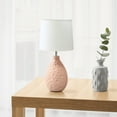 thumbnail image 4 of Creekwood Home Essentix 14.17" Traditional Ceramic Textured Thumbprint Tear Drop Shaped Table Desk Lamp with Tapered White Fabric Shade for Home Décor, Bedroom, Living Room, Dining Room, Foyer, Pink, 4 of 6
