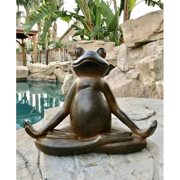 Ebros Rustic Contented Yoga Frog Garden Statue Meditating Buddha Frog Decorative Sculpture 14