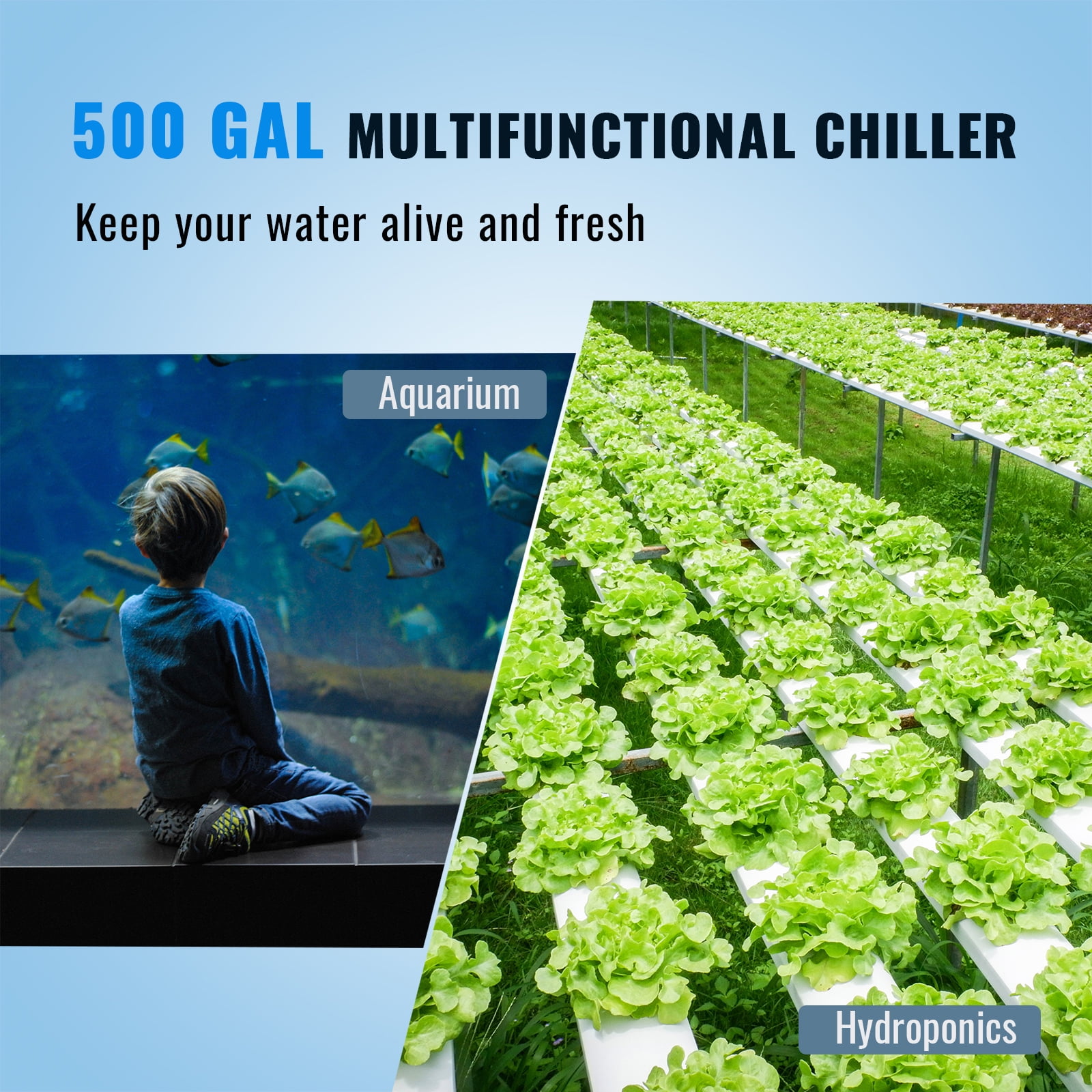 VEVOR Aquarium Chiller Hydroponic Water Chiller 1.5 HP 500 Gal Fish Tank Cooler
