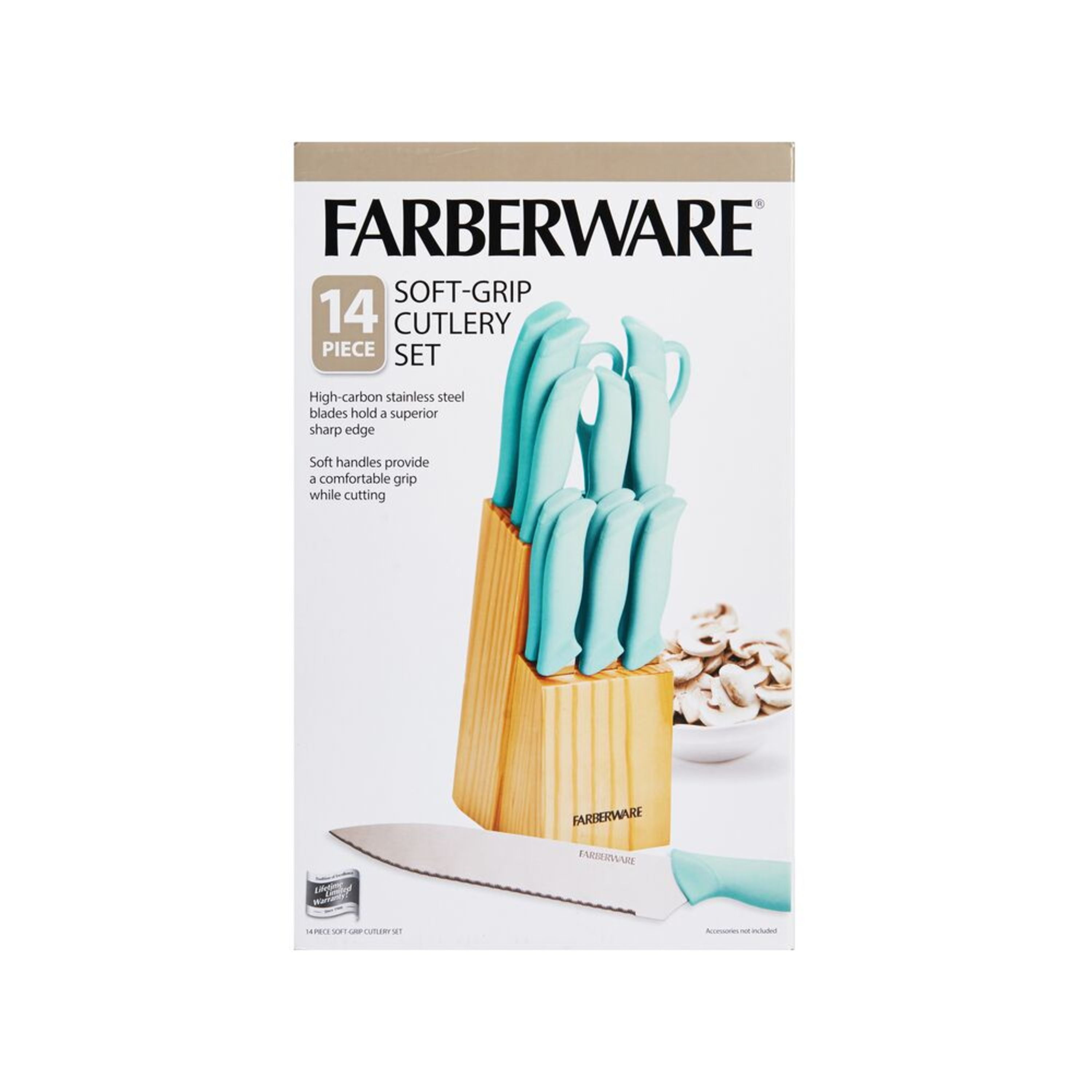 Farberware Soft Grip Slice and Dice Knife, 7-Inch, Teal
